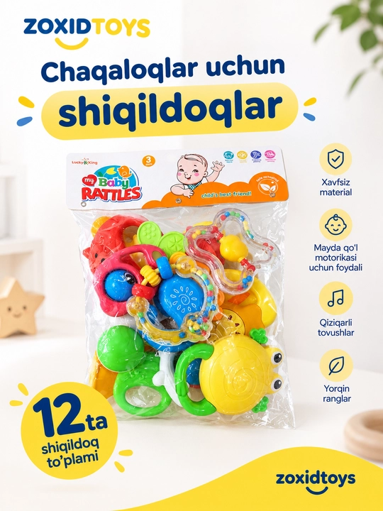 Chaqaloqlar uchun rivojlantiruvchi shaqildoqlar to‘plami - 
