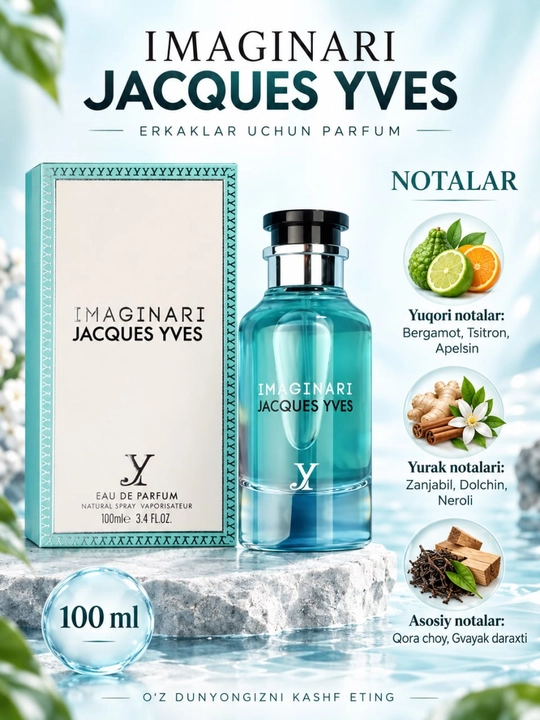 Parfyumeriya suvi Fragrance World Imaginari Jacques Yves erkaklar uchun 100 ml