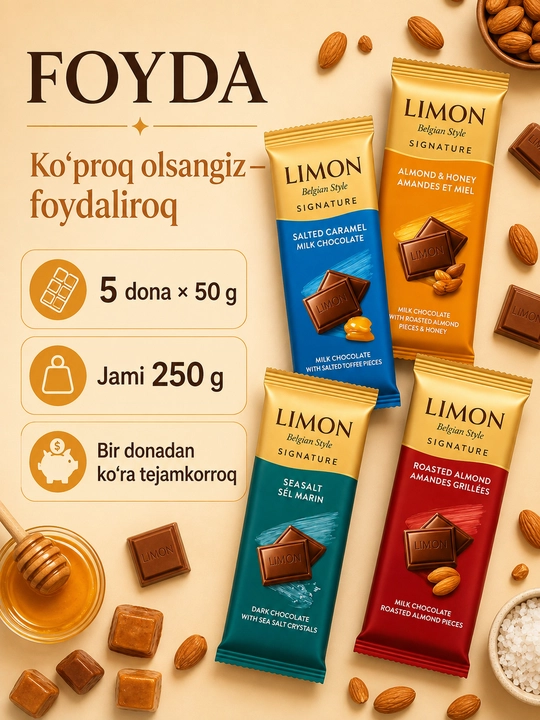 "LIMON Signature Red Edition" Belgian Style sut plitkasi, 50 g Ne’mat, 5 dona
