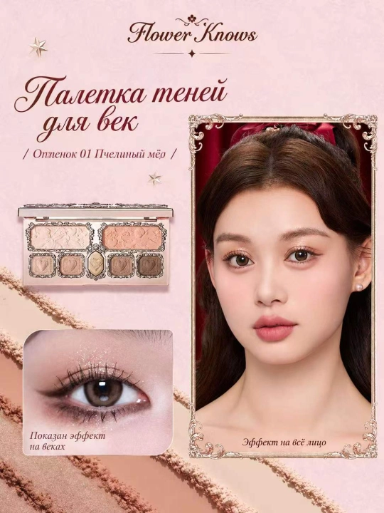 Flower Knows Strawberry Cupid палетка для лица, для глаз и щёк