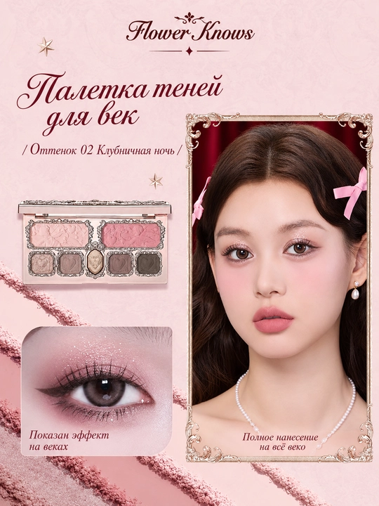 Flower Knows Strawberry Cupid палетка для лица, для глаз и щёк
