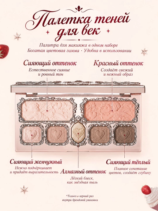 Flower Knows Strawberry Cupid палетка для лица, для глаз и щёк