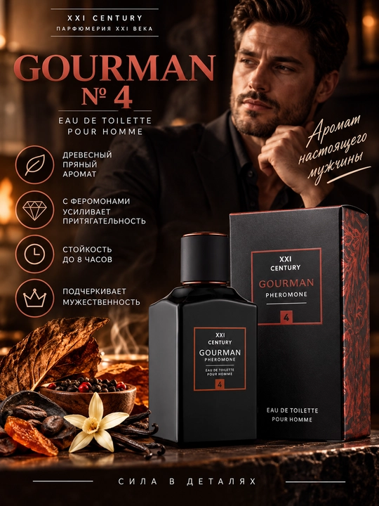 Туалетная вода для мужчин XXI век с феромонами Gourman, 100 мл