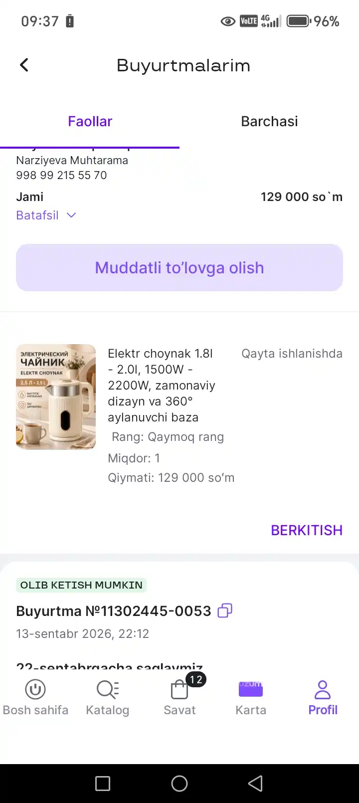 Elektr choynak 1.8l - 2.0l, 1500W - 2200W, zamonaviy dizayn va 360° aylanuvchi baza