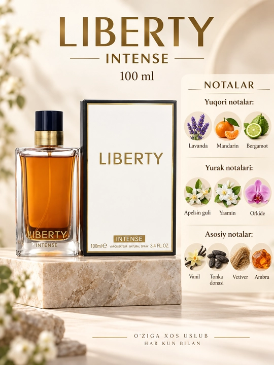 Parfyumeriya suvi Fragrance World Liberty Intense ayollar uchun 100 ml
