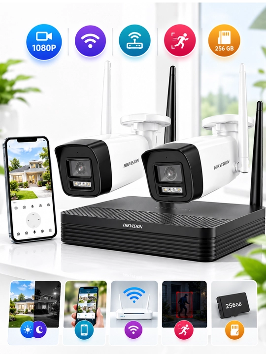 Hikvision NKS424W0H EasyLink Wi-Fi Kit 2×4MP IP kuzatuv kamerasi, 256 GB sovg'a - 