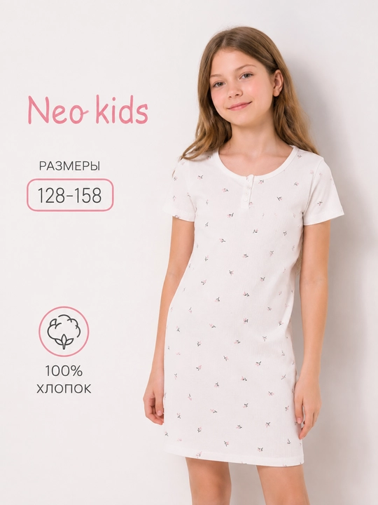 Qizlar ko‘ylagi, Neo, 100% paxta - 