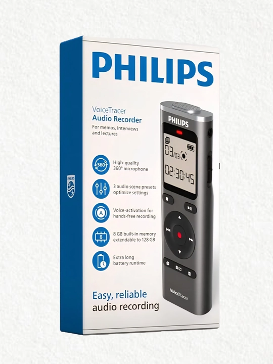 Philips DVT1170 — Цифровой диктофон с микрофоном 360° для записи голоса