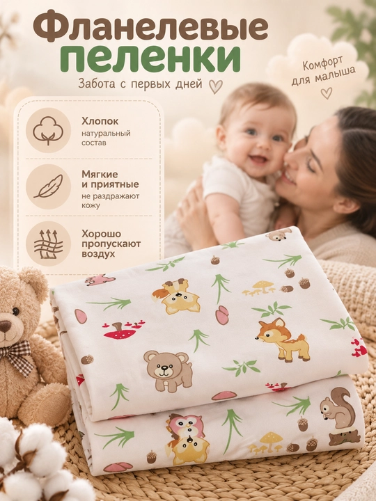 Пелёнки для новорождённых, детский простынь, плед, фланель, 100% хлопок, 120×110 см - 