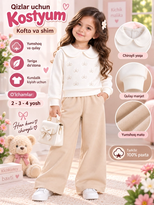 Осенне-зимний комплект для девочек: кофта и брюки, 2–3–4 года - 