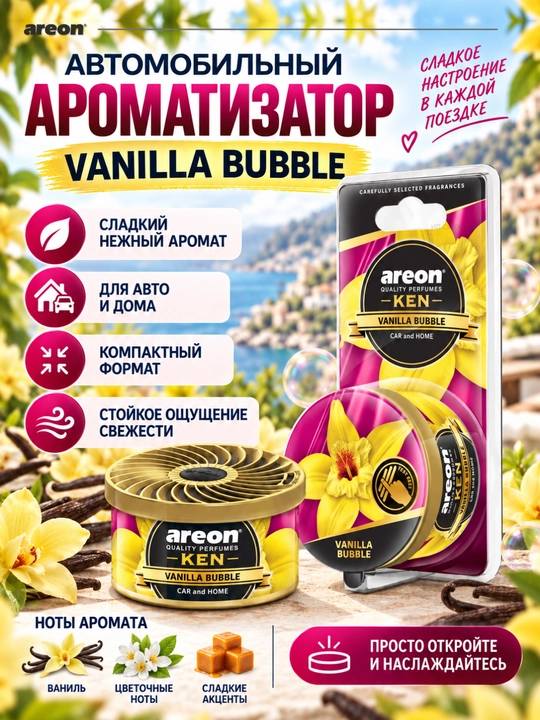 Освежитель для машины Areon Ken Blister, ароматизатор для авто, освежитель воздуха - 