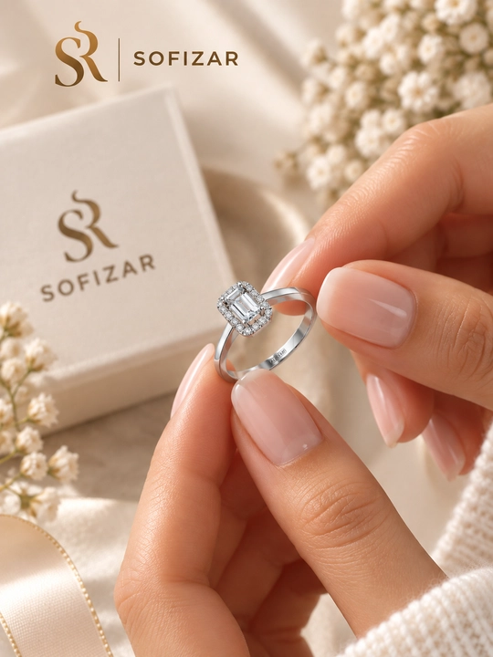Кольцо Sofizar из белого золота 585 пробы, 1,980 грамм, камень фианит, арт. 111111194