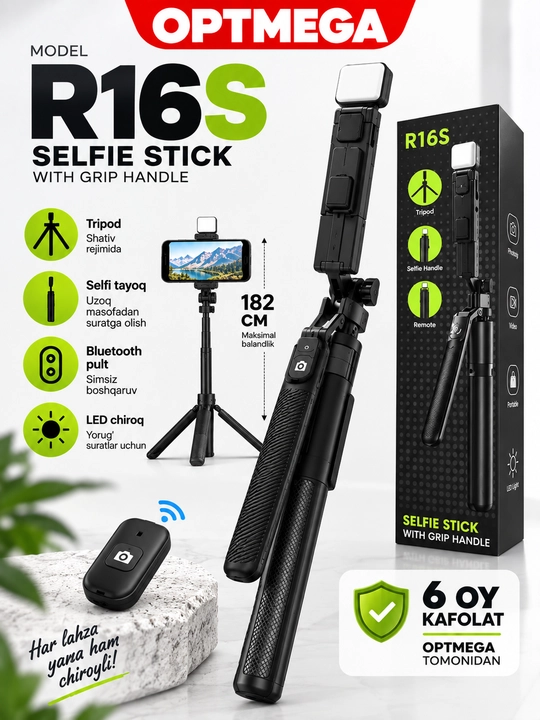 Selfi tayoqchasi, shtativ, monopod, masofadan boshqarish pulti, telefon aksessuarlari - 