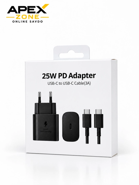 25W PD Tez Zaryadlovchi Adapter, USB-C → USB-C Kabel bilan - 