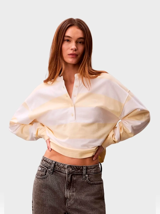Calvin Klein Jeans лонгслив, LS VARSITY STRIPED HENLEY TOP LV047F213G - 