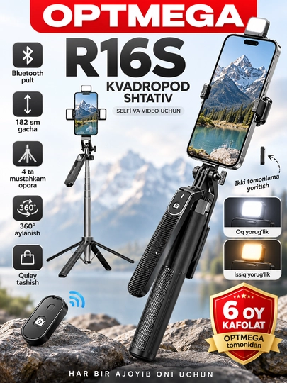 Selfi tayoqchasi, shtativ, monopod, masofadan boshqarish pulti, telefon aksessuarlari - 