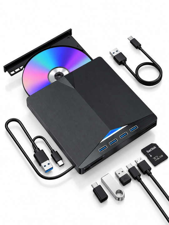 Tashqi CD/DVD disk yurituvchi USB  Hud Type-C, o‘qish va yozish
