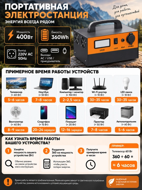 Kuchli 220V portativ akkumulyator—sayohat, ofis va avtomobil uchun universal quvvat manbai
