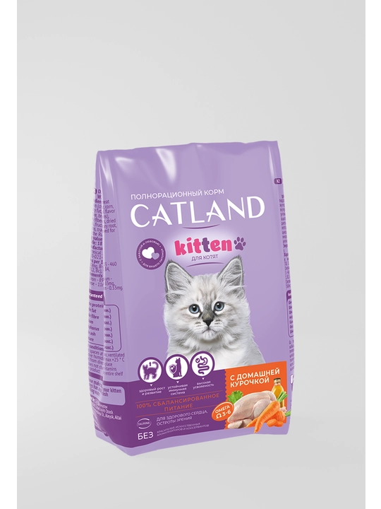 Сухой корм CATLAND Kitten с домашней курицей: 100% польза и здоровый рост котят