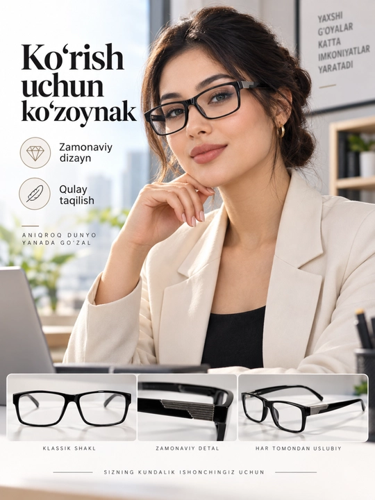 Очки для зрения в черной оправе, классическая прямоугольная форма