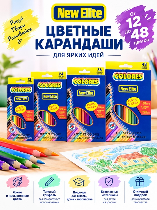 Набор цветных карандашей New Elite - 