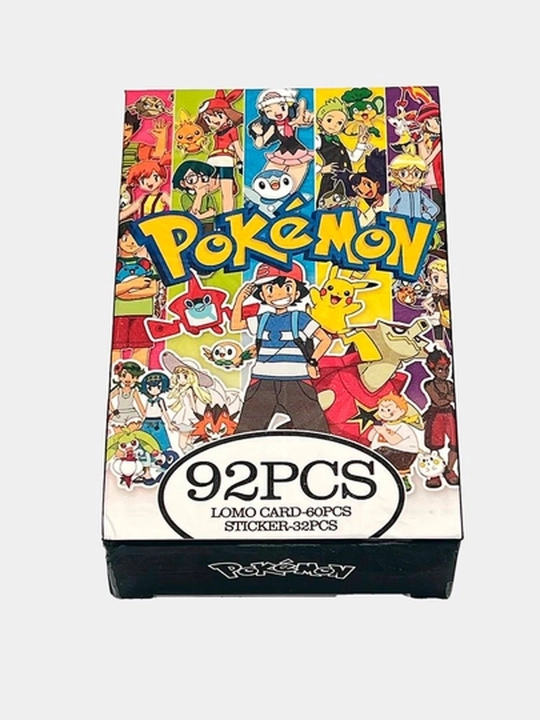 Lomo карты Аниме 60 шт + 32 стикера Genshin, One Piece, Jujutsu, Pokémon и другие