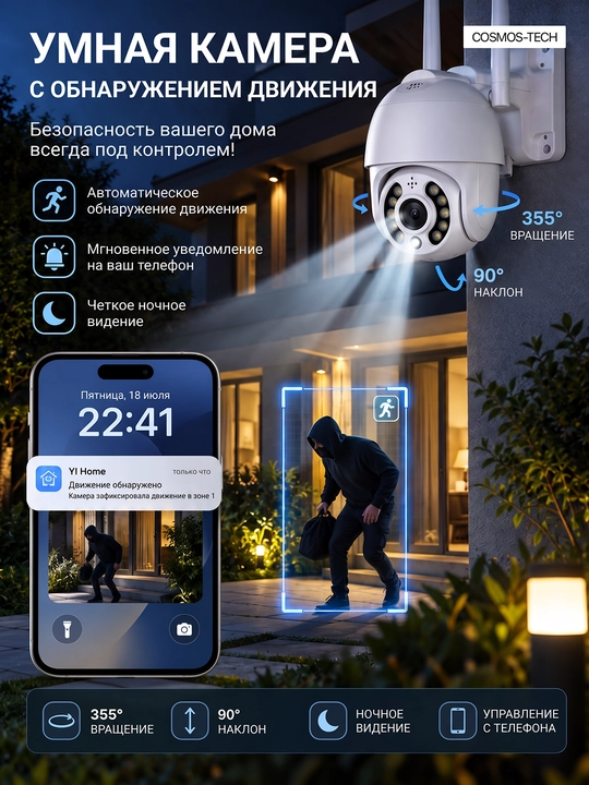 Hikvision, V380, Icsee Wi-Fi 360° kuzatuv kamerasi, video kuzatuv kamerasi, kamera