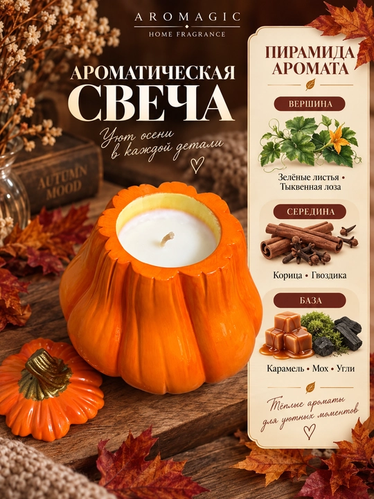 «Kashmir qovoq» aromali sham — qovoq shaklida, 70 ml