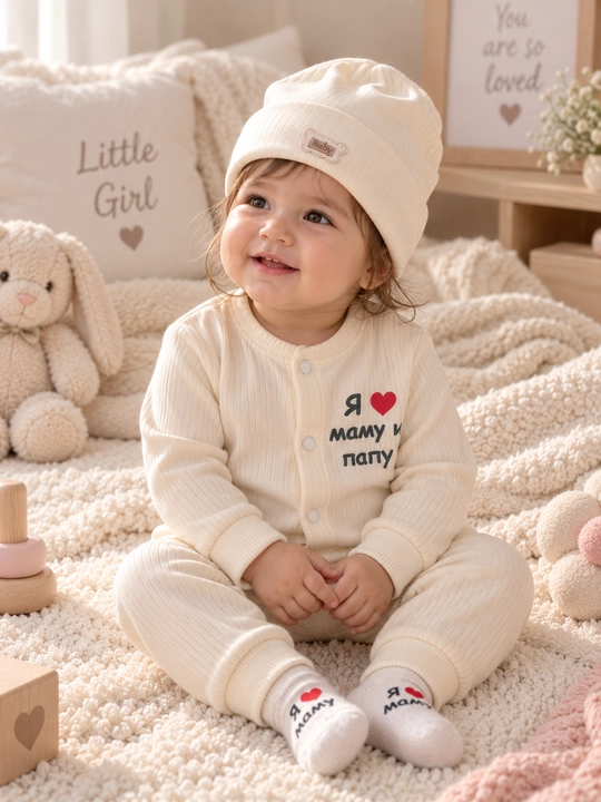 Комплект детской одежды , верх, брюки, шапочка и носки,  для детей 1–2 лет