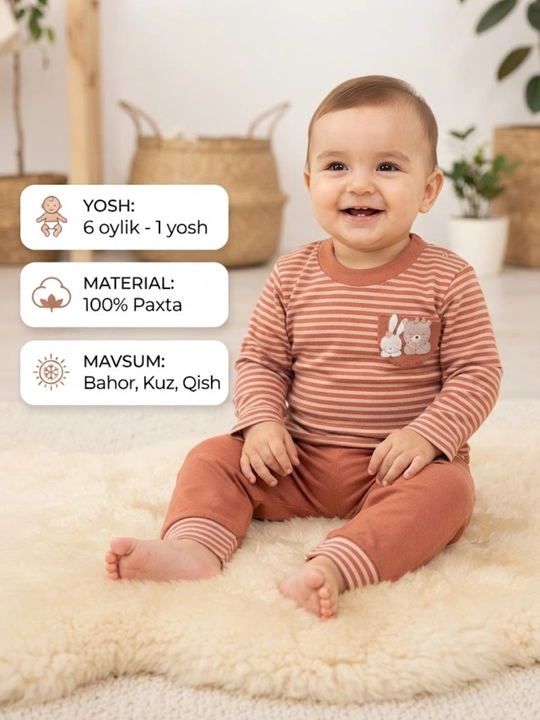 Bolalar pijamasi, yang tug‘ilgan chaqaloqla uchun kiyim, kuzgi kiyim, paxtali, raspashonka - 