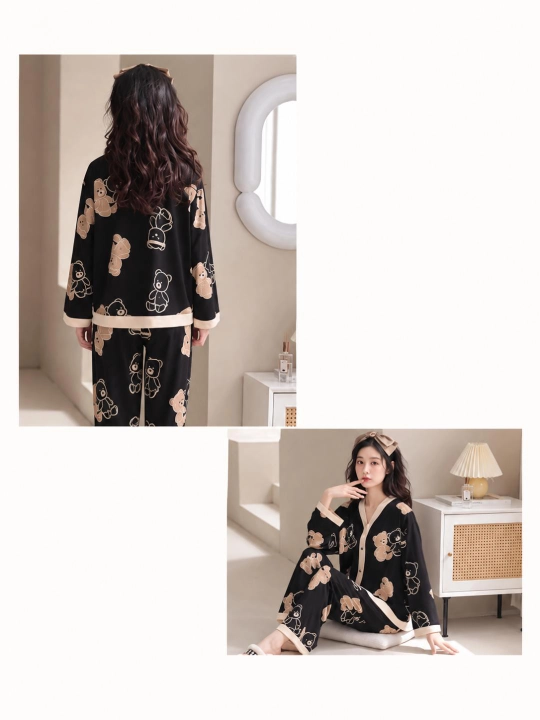 Ayollar uchun shimli pijama, ayollar uchun uy kiyimi, ikki qismli kostyum