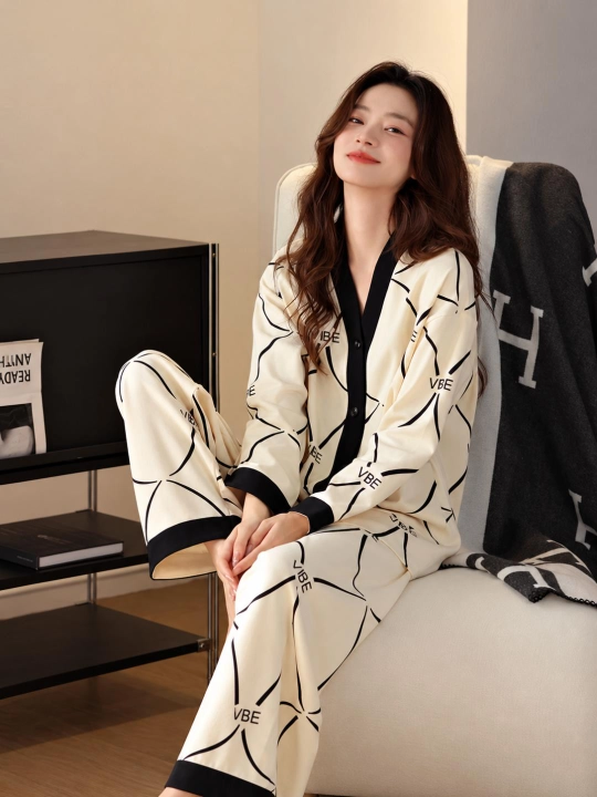 Ayollar uchun shimli pijama, ayollar uchun uy kiyimi, ikki qismli kostyum