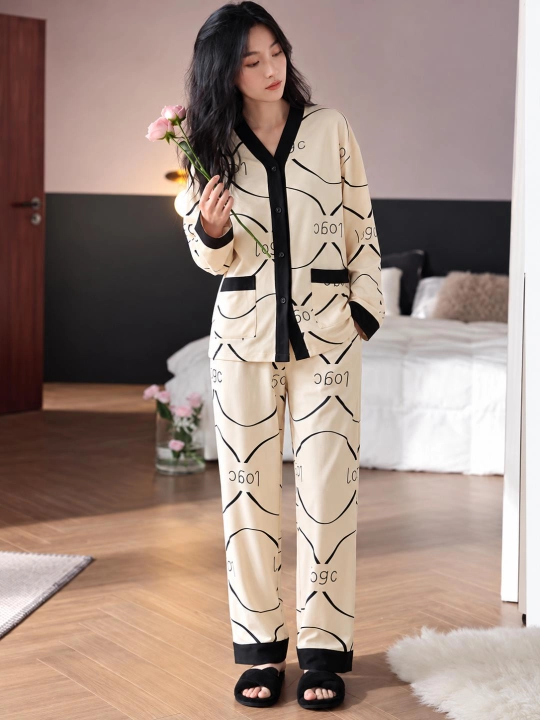 Ayollar uchun shimli pijama, ayollar uchun uy kiyimi, ikki qismli kostyum
