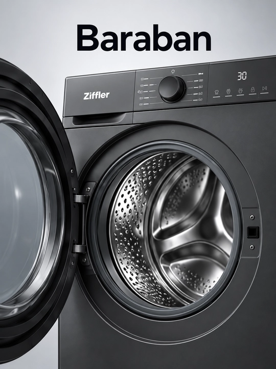 Ziffler BWM8-B2BL kir yuvish mashinasi, 8 kg, inverter, 1200 ayl/min, Steam Wash