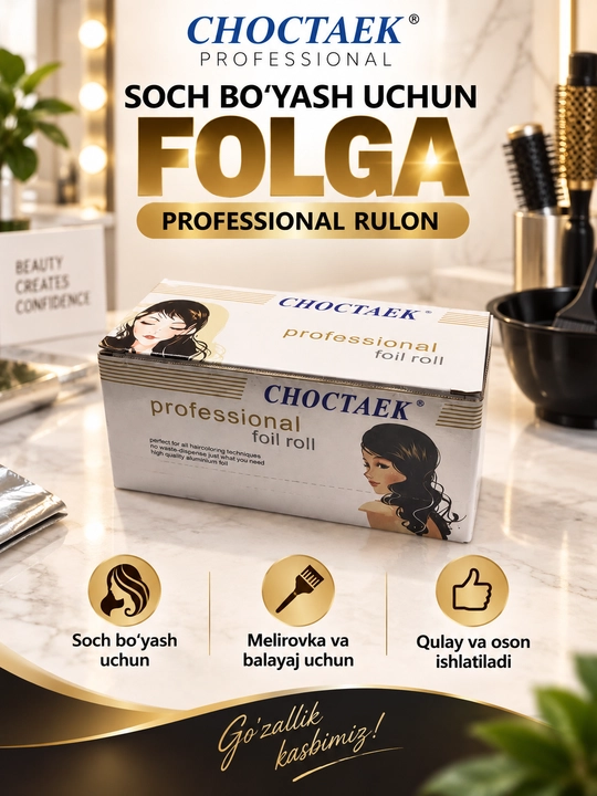 Soch bo‘yash uchun CHOCTAEK professional folga — 12 sm va 18 sm, qalinligi 0,025 mm - 
