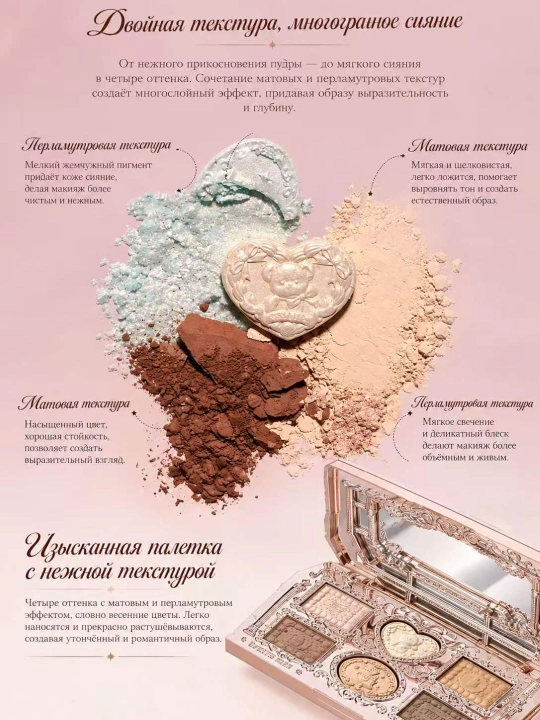 Flower Knows Sweetie Bear — палетка теней для век, 6 оттенков