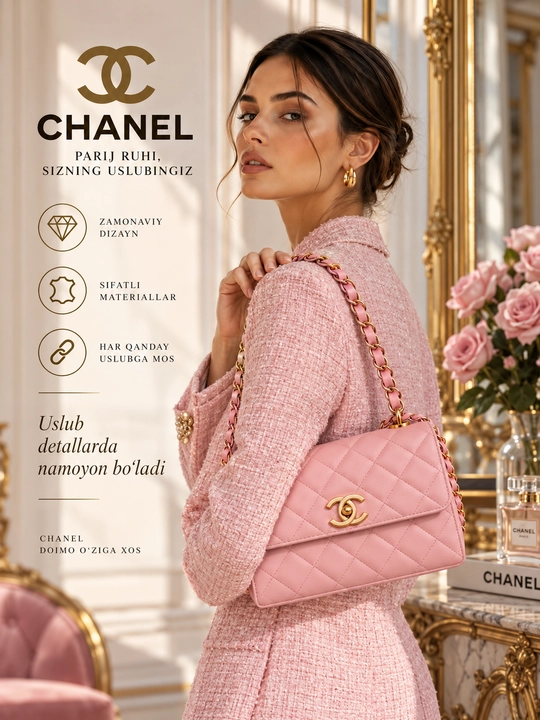 Ayollar sumkasi, zanjirli yelka Chanel sumka, kichik zamonaviy kundalik sumka