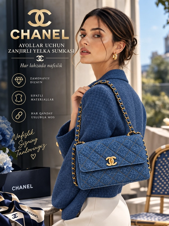 Ayollar sumkasi, zanjirli yelka Chanel sumka, kichik zamonaviy kundalik sumka