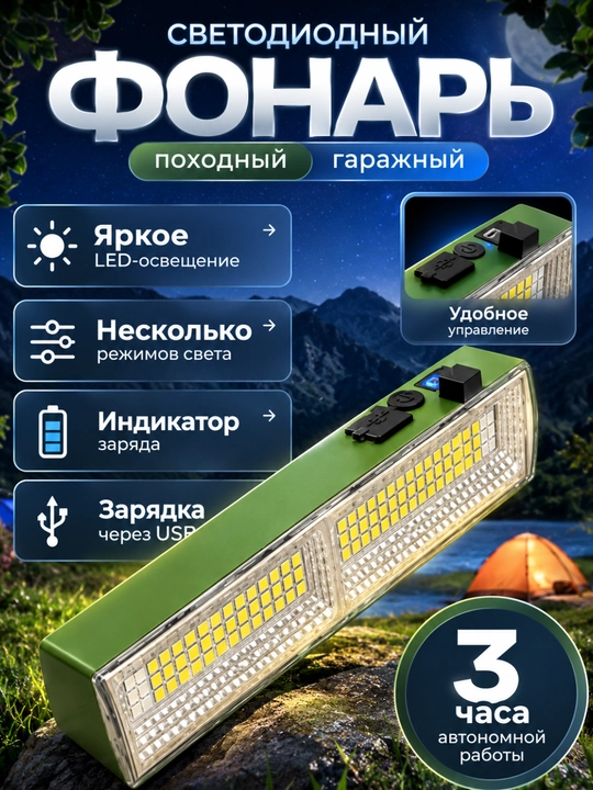 Chirog‘i Ko‘p rejimli USB orqali quvvatlanadigan LED kemping - 