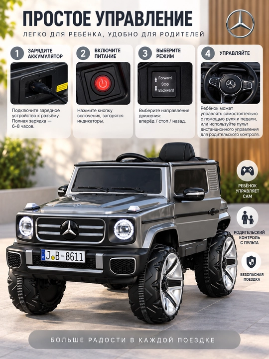 Детский электромобиль Mercedes-Benz G-Class, внедорожник