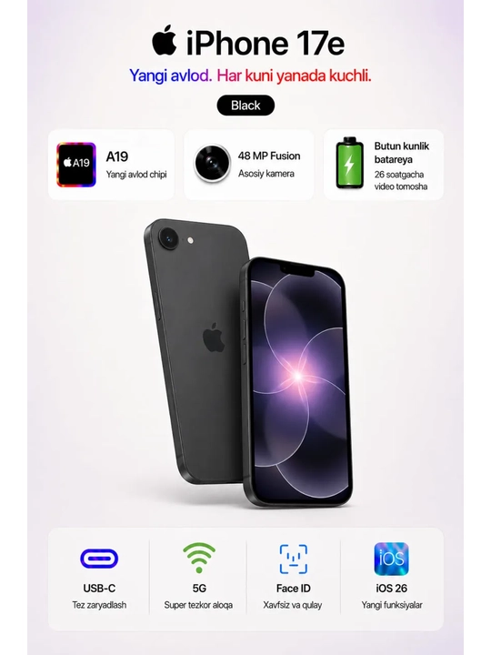 Smartfon Apple iPhone 17e 256 GB (nanoSim+eSim), Black - 