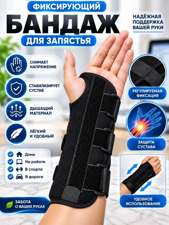 Bilak uchun kompression bandaj, qo‘l panjasini qo‘llab-quvvatlovchi, sozlanadigan