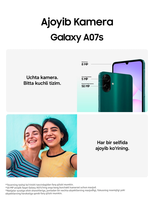 Смартфон Samsung Galaxy A07s, экран 6,7″ 90 Гц, 5000 мА·ч, камера 50 МП