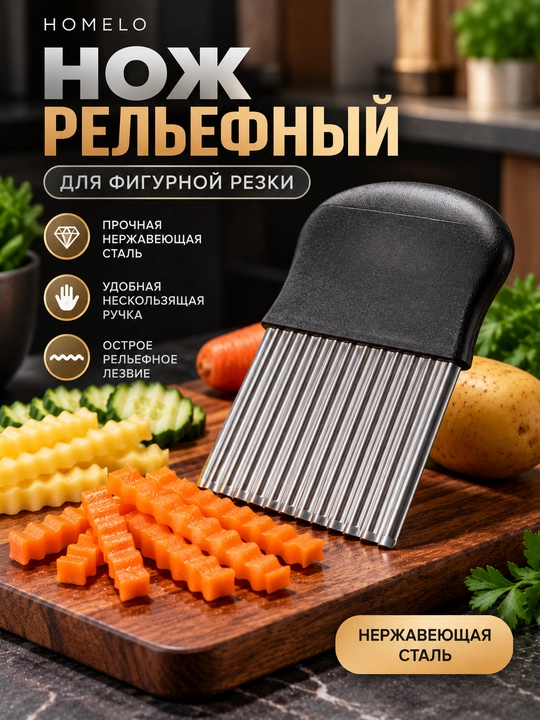 To‘lqinli pichoq, sabzavot kesgich, kartoshka kesgich, fri pichog‘i, figurali kesgich - 