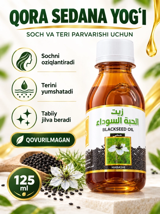 Al Helal Habashi qora sedana yog‘i, tabiiy parvarish uchun, 125 ml - 