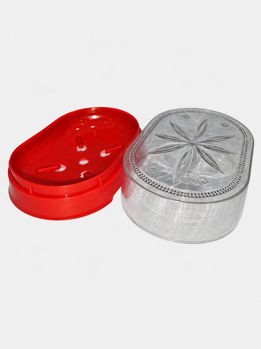 Sovun qutisi, qopqoqli, suv oqizuvchi plastik sovun idishi