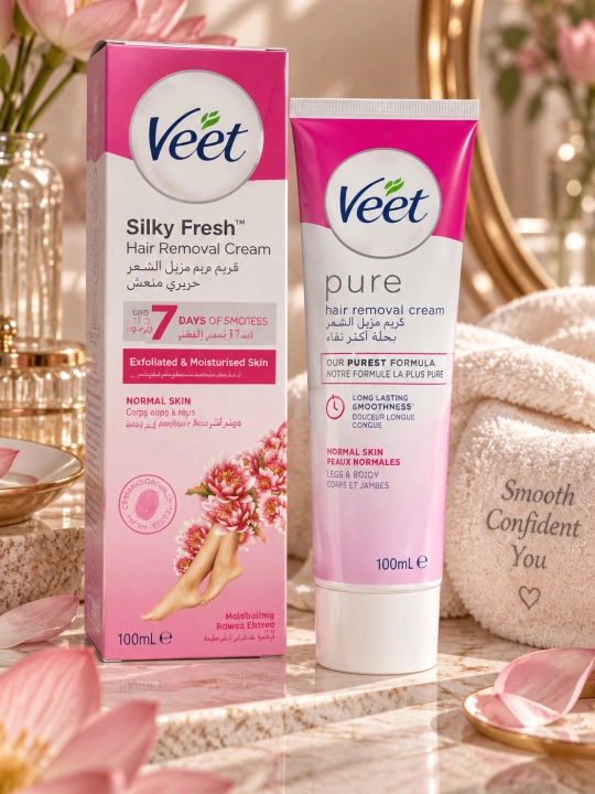 Oddiy teri uchun Veet Silky Fresh tuklarni olib tashlashga mo‘ljallangan depilyatsiya kremi, 100 ml - 