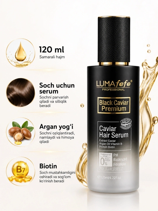 LUMAfofo Filler Caviar & Protein soch serumi, Argan Oil + Kollagen, 120 ml