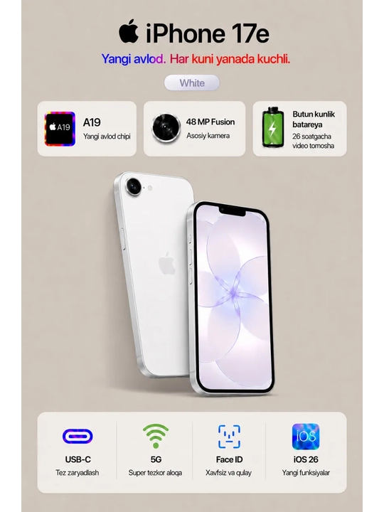 Smartfon Apple iPhone 17e 256 GB (nanoSim+eSim), White - 
