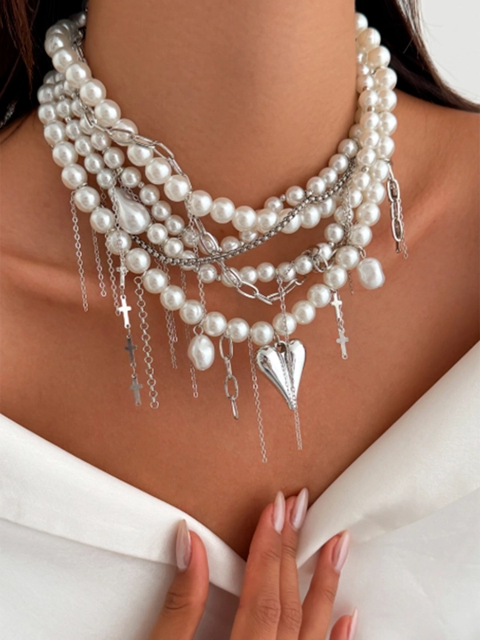 Sun’iy marvariddan yasalgan ko‘p qatlamli choker marjon, marjon, ayollar taqinchoqlari